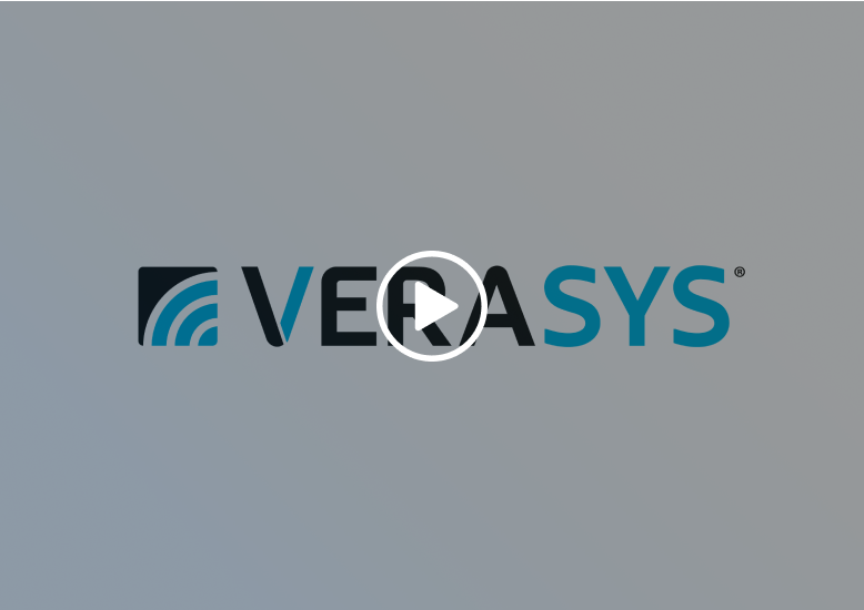 Icon of a play button superimposed on the Verasys logo